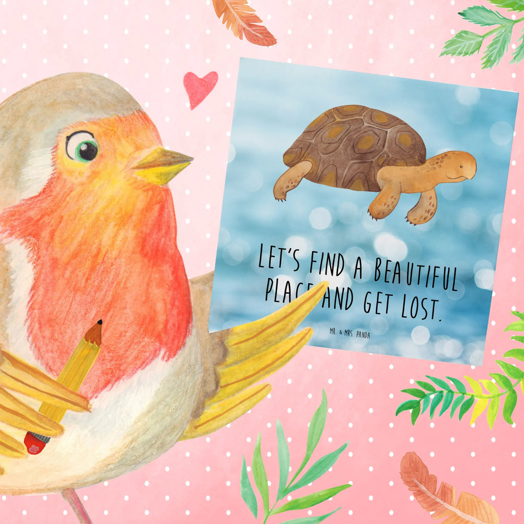 Deluxe Card tortoise March Glückwunschkarte, Karte, Hochwertige Grußkarte, Klappkarte, Geburtstagskarte, Grußkarte, Hochzeitskarte, Hochwertige Klappkarte, Einladungskarte, Meerestiere, Meer, Urlaub, Schildkröte, Lieblingsmensch, get lost, Inspiration, Schildkröten, Reiselust, Neustart, Abenteuer, Motivation