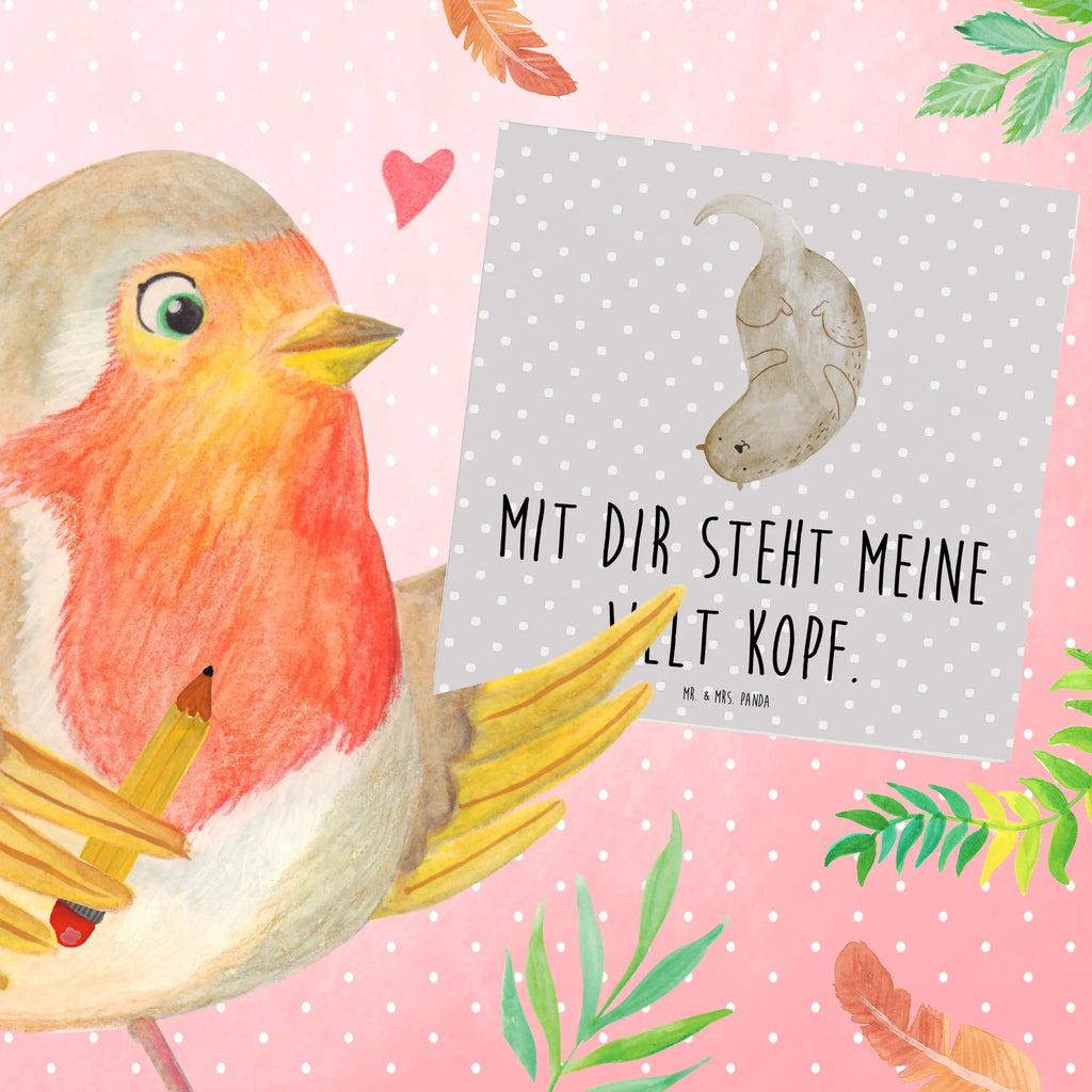 Deluxe Card otter upside down Einladungskarte, Hochwertige Klappkarte, Grußkarte, Karte, Geburtstagskarte, Glückwunschkarte, Hochzeitskarte, Klappkarte, Hochwertige Grußkarte, Otter, Fischotter, Seeotter, Otter Seeotter See Otter