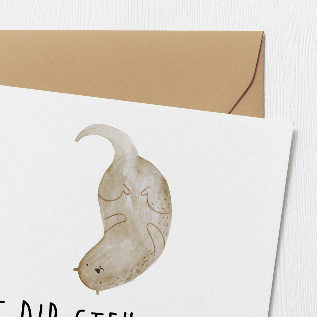 Deluxe Card otter upside down Einladungskarte, Hochwertige Klappkarte, Grußkarte, Karte, Geburtstagskarte, Glückwunschkarte, Hochzeitskarte, Klappkarte, Hochwertige Grußkarte, Otter, Fischotter, Seeotter, Otter Seeotter See Otter