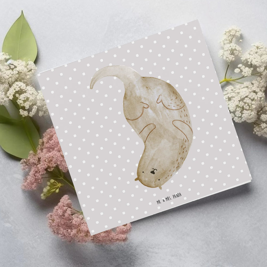 Deluxe Card otter upside down Einladungskarte, Hochwertige Klappkarte, Grußkarte, Karte, Geburtstagskarte, Glückwunschkarte, Hochzeitskarte, Klappkarte, Hochwertige Grußkarte, Otter, Fischotter, Seeotter, Otter Seeotter See Otter