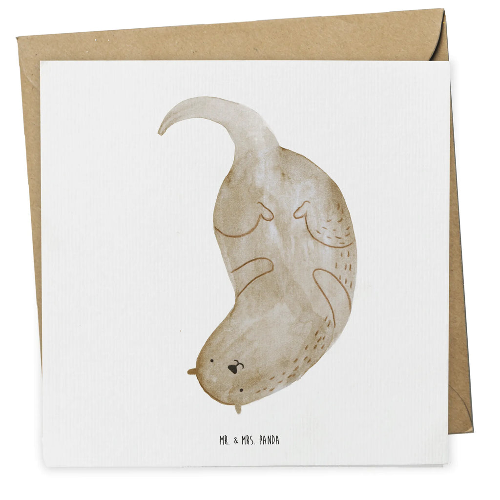 Deluxe Card otter upside down Einladungskarte, Hochwertige Klappkarte, Grußkarte, Karte, Geburtstagskarte, Glückwunschkarte, Hochzeitskarte, Klappkarte, Hochwertige Grußkarte, Otter, Fischotter, Seeotter, Otter Seeotter See Otter