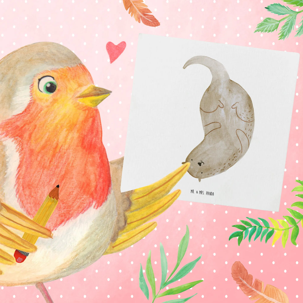 Deluxe Card otter upside down Einladungskarte, Hochwertige Klappkarte, Grußkarte, Karte, Geburtstagskarte, Glückwunschkarte, Hochzeitskarte, Klappkarte, Hochwertige Grußkarte, Otter, Fischotter, Seeotter, Otter Seeotter See Otter