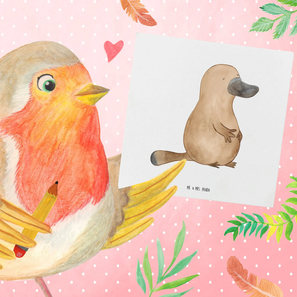 Deluxe Karte Schnabeltier Mut Karte, Hochzeitskarte, Grußkarte, Glückwunschkarte, Hochwertige Grußkarte, Einladungskarte, Geburtstagskarte, Klappkarte, Hochwertige Klappkarte, Meerestiere, Meer, Urlaub, mutig, Mut, Schnabeltier, Neustart, Training, Arbeit, Motivation, Büro, Raodtrip, Schnabeltiere, Neuanfang, Lebensweisheit, Weltreise