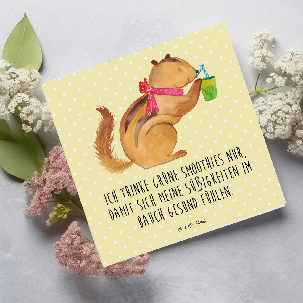 Deluxe Card Squirrel smoothies Einladungskarte, Hochwertige Klappkarte, Hochwertige Grußkarte, Grußkarte, Glückwunschkarte, Karte, Hochzeitskarte, Geburtstagskarte, Klappkarte, Tiermotive, Gute Laune, lustige Sprüche, Tiere, Eichhörnchen, Abnehmen, Green Smoothies, Streifenhörnchen, Diät