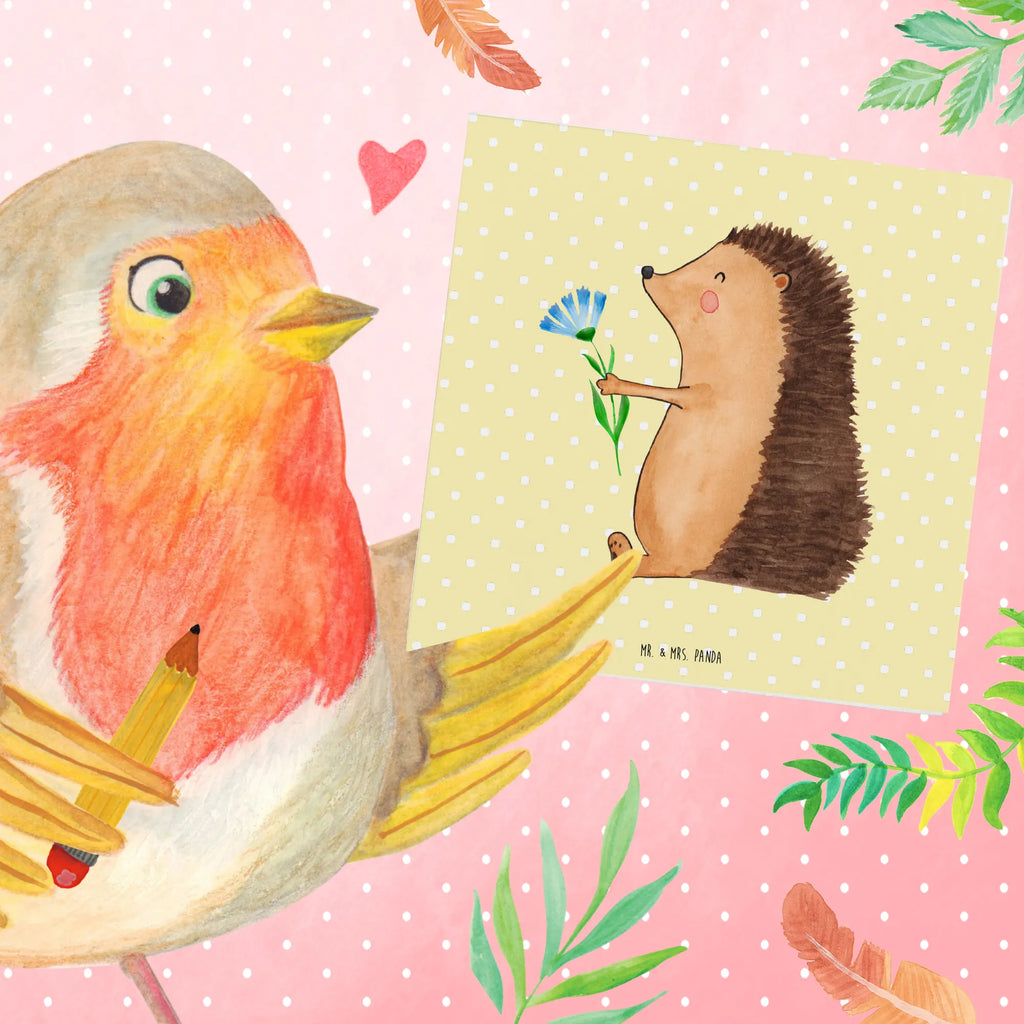 Deluxe Karte Igel Blumen Klappkarte, Geburtstagskarte, Glückwunschkarte, Karte, Hochzeitskarte, Hochwertige Klappkarte, Hochwertige Grußkarte, Grußkarte, Einladungskarte, Tiermotive, Gute Laune, lustige Sprüche, Tiere, Krankheit, Besuch, krank, Igel, Krankenhaus, Gute Besserung, Genesungswünsche