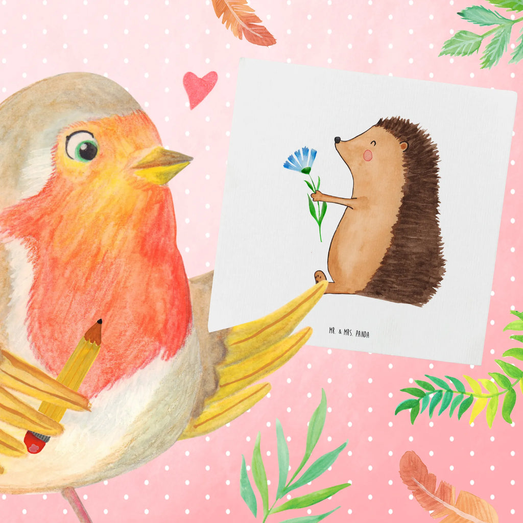 Deluxe Karte Igel Blumen Klappkarte, Geburtstagskarte, Glückwunschkarte, Karte, Hochzeitskarte, Hochwertige Klappkarte, Hochwertige Grußkarte, Grußkarte, Einladungskarte, Tiermotive, Gute Laune, lustige Sprüche, Tiere, Krankheit, Besuch, krank, Igel, Krankenhaus, Gute Besserung, Genesungswünsche