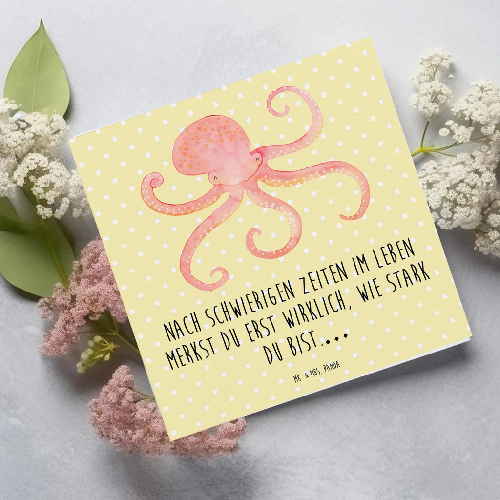 Deluxe Karte Tintenfisch Klappkarte, Hochwertige Klappkarte, Karte, Grußkarte, Einladungskarte, Hochwertige Grußkarte, Glückwunschkarte, Hochzeitskarte, Geburtstagskarte, Tiermotive, Gute Laune, lustige Sprüche, Tiere, Ozean, Meerestier, Wasser, Krake, Tintenfisch, Meer, Arme