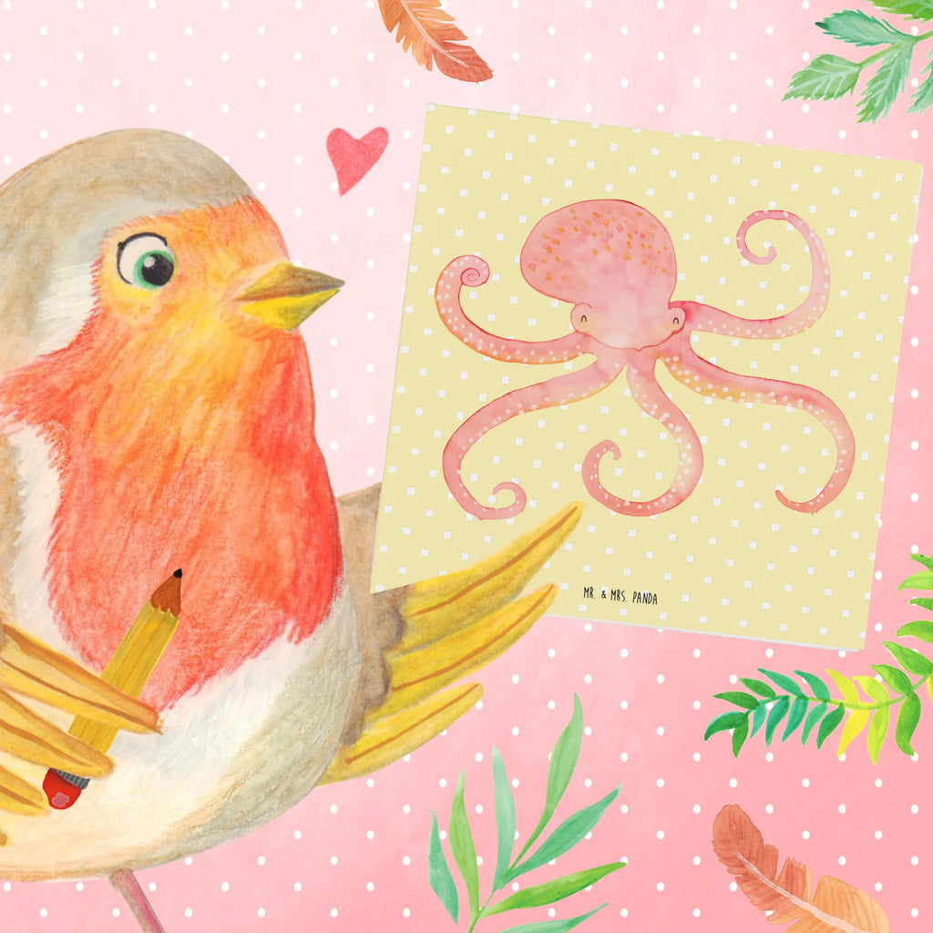 Deluxe Karte Tintenfisch Klappkarte, Hochwertige Klappkarte, Karte, Grußkarte, Einladungskarte, Hochwertige Grußkarte, Glückwunschkarte, Hochzeitskarte, Geburtstagskarte, Tiermotive, Gute Laune, lustige Sprüche, Tiere, Ozean, Meerestier, Wasser, Krake, Tintenfisch, Meer, Arme