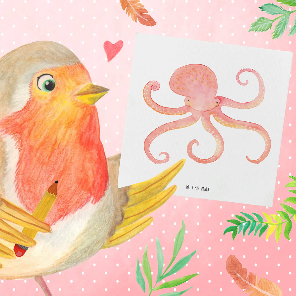 Deluxe Karte Tintenfisch Klappkarte, Hochwertige Klappkarte, Karte, Grußkarte, Einladungskarte, Hochwertige Grußkarte, Glückwunschkarte, Hochzeitskarte, Geburtstagskarte, Tiermotive, Gute Laune, lustige Sprüche, Tiere, Ozean, Meerestier, Wasser, Krake, Tintenfisch, Meer, Arme