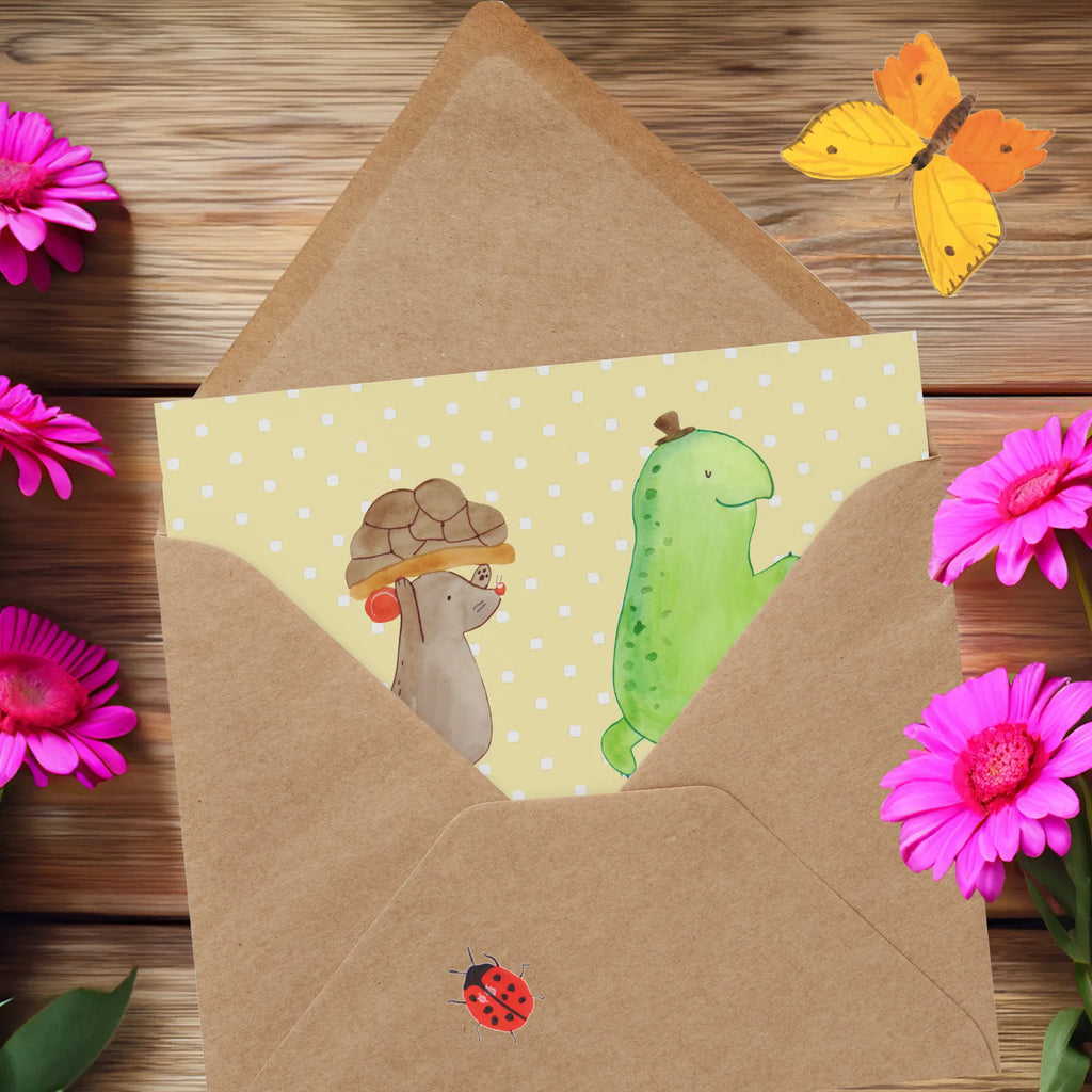 Deluxe Karte Schildkröte Maus Hochzeitskarte, Grußkarte, Hochwertige Grußkarte, Hochwertige Klappkarte, Klappkarte, Karte, Geburtstagskarte, Einladungskarte, Glückwunschkarte, Schildkröte, beste Freunde, Freundinnen, beste Freundinnen, Maus, Freunde