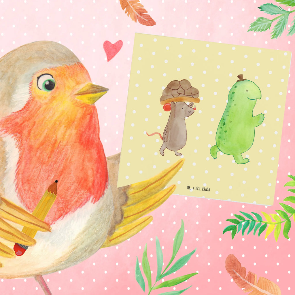 Deluxe Karte Schildkröte Maus Hochzeitskarte, Grußkarte, Hochwertige Grußkarte, Hochwertige Klappkarte, Klappkarte, Karte, Geburtstagskarte, Einladungskarte, Glückwunschkarte, Schildkröte, beste Freunde, Freundinnen, beste Freundinnen, Maus, Freunde