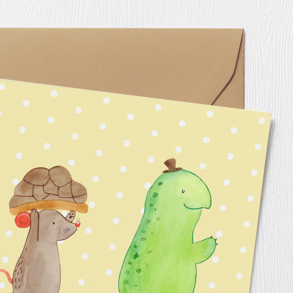 Deluxe Karte Schildkröte Maus Hochzeitskarte, Grußkarte, Hochwertige Grußkarte, Hochwertige Klappkarte, Klappkarte, Karte, Geburtstagskarte, Einladungskarte, Glückwunschkarte, Schildkröte, beste Freunde, Freundinnen, beste Freundinnen, Maus, Freunde