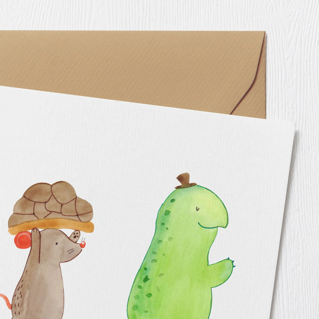 Deluxe Karte Schildkröte Maus Hochzeitskarte, Grußkarte, Hochwertige Grußkarte, Hochwertige Klappkarte, Klappkarte, Karte, Geburtstagskarte, Einladungskarte, Glückwunschkarte, Schildkröte, beste Freunde, Freundinnen, beste Freundinnen, Maus, Freunde