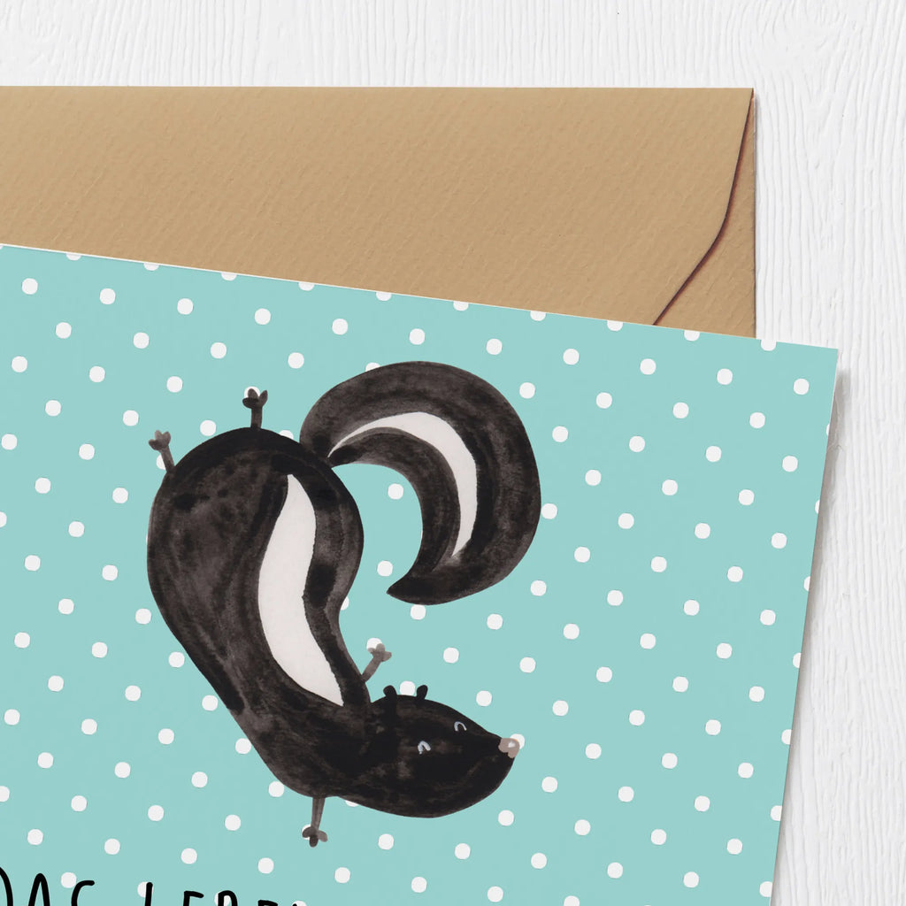 Deluxe Karte Stinktier Handstand Einladungskarte, Grußkarte, Karte, Hochwertige Klappkarte, Glückwunschkarte, Klappkarte, Hochzeitskarte, Geburtstagskarte, Hochwertige Grußkarte, Stinktier, Skunk, Raubtier, verpielt, Stinker, Wildtier, Stinki, Spielplatz, Kind
