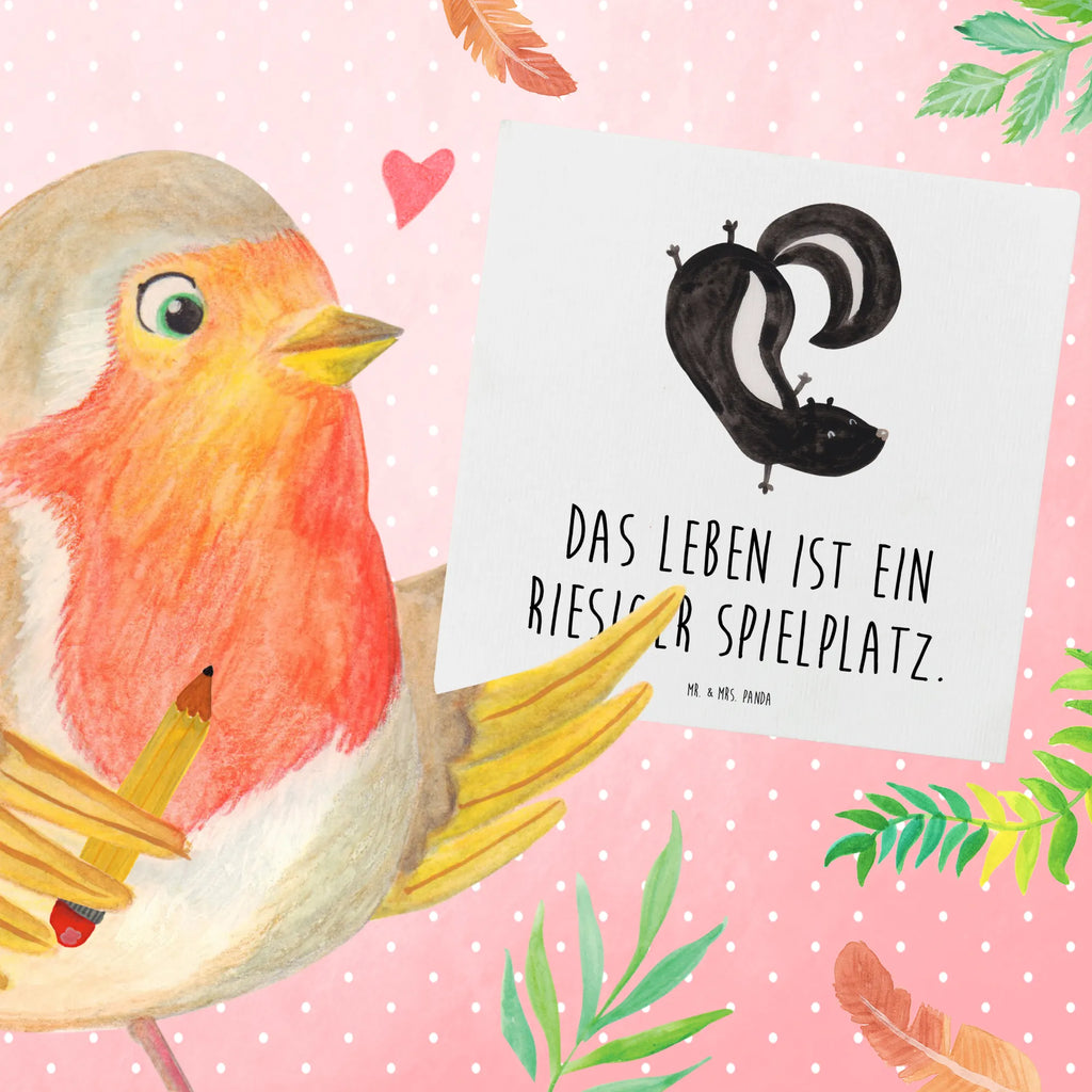 Deluxe Karte Stinktier Handstand Einladungskarte, Grußkarte, Karte, Hochwertige Klappkarte, Glückwunschkarte, Klappkarte, Hochzeitskarte, Geburtstagskarte, Hochwertige Grußkarte, Stinktier, Skunk, Raubtier, verpielt, Stinker, Wildtier, Stinki, Spielplatz, Kind