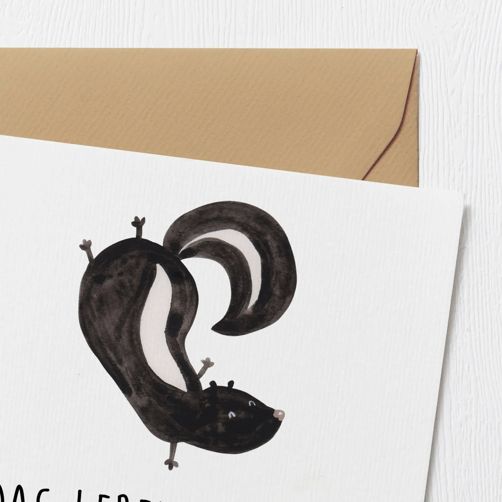 Deluxe Karte Stinktier Handstand Einladungskarte, Grußkarte, Karte, Hochwertige Klappkarte, Glückwunschkarte, Klappkarte, Hochzeitskarte, Geburtstagskarte, Hochwertige Grußkarte, Stinktier, Skunk, Raubtier, verpielt, Stinker, Wildtier, Stinki, Spielplatz, Kind