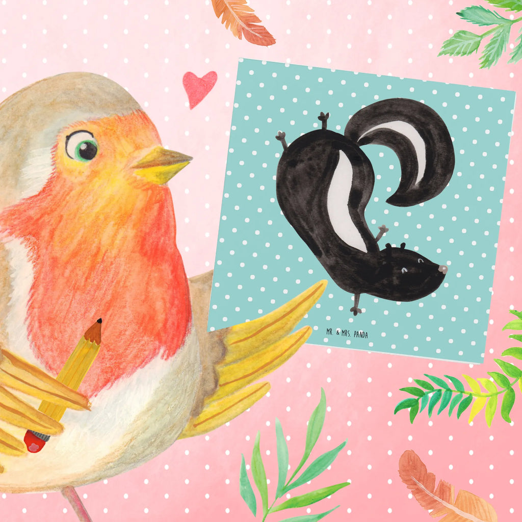 Deluxe Karte Stinktier Handstand Einladungskarte, Grußkarte, Karte, Hochwertige Klappkarte, Glückwunschkarte, Klappkarte, Hochzeitskarte, Geburtstagskarte, Hochwertige Grußkarte, Stinktier, Skunk, Raubtier, verpielt, Stinker, Wildtier, Stinki, Spielplatz, Kind