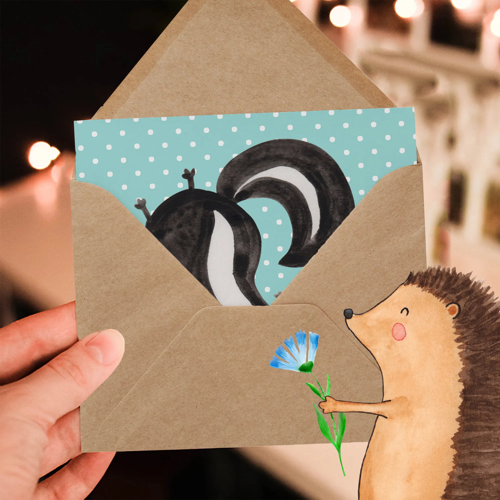 Deluxe Karte Stinktier Handstand Einladungskarte, Grußkarte, Karte, Hochwertige Klappkarte, Glückwunschkarte, Klappkarte, Hochzeitskarte, Geburtstagskarte, Hochwertige Grußkarte, Stinktier, Skunk, Raubtier, verpielt, Stinker, Wildtier, Stinki, Spielplatz, Kind