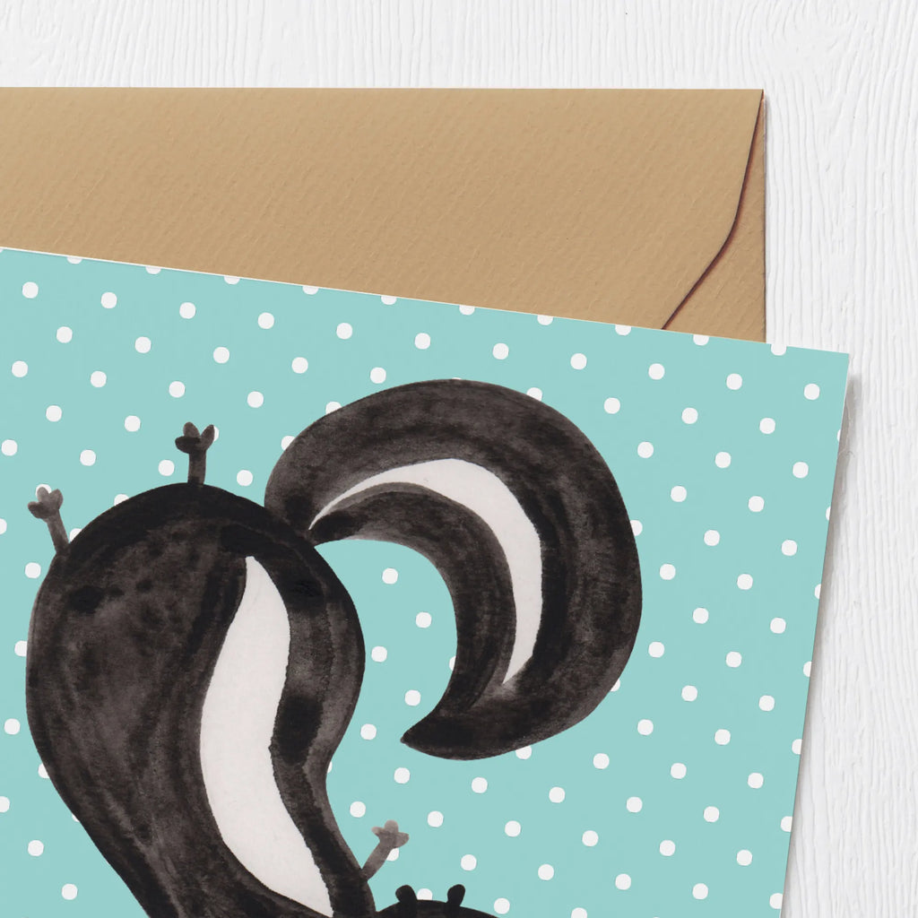 Deluxe Karte Stinktier Handstand Einladungskarte, Grußkarte, Karte, Hochwertige Klappkarte, Glückwunschkarte, Klappkarte, Hochzeitskarte, Geburtstagskarte, Hochwertige Grußkarte, Stinktier, Skunk, Raubtier, verpielt, Stinker, Wildtier, Stinki, Spielplatz, Kind