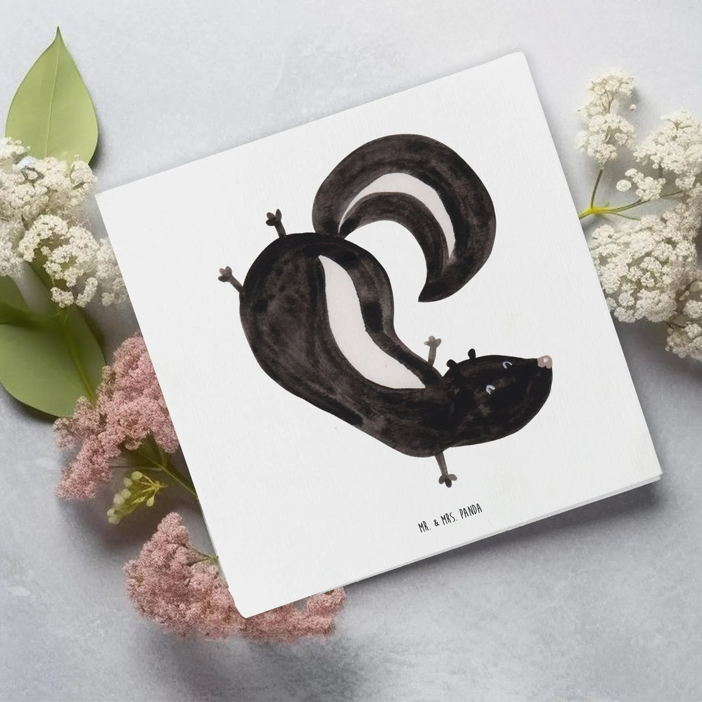 Deluxe Karte Stinktier Handstand Einladungskarte, Grußkarte, Karte, Hochwertige Klappkarte, Glückwunschkarte, Klappkarte, Hochzeitskarte, Geburtstagskarte, Hochwertige Grußkarte, Stinktier, Skunk, Raubtier, verpielt, Stinker, Wildtier, Stinki, Spielplatz, Kind
