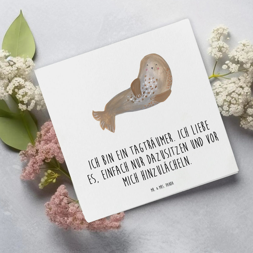 Deluxe Karte Robbe Lachen Grußkarte, Hochwertige Klappkarte, Einladungskarte, Karte, Geburtstagskarte, Glückwunschkarte, Klappkarte, Hochwertige Grußkarte, Hochzeitskarte, Tiermotive, Gute Laune, lustige Sprüche, Tiere, Meerestier, Robbe, Nordsee, Seehund, Robben, Ostsee, Strand