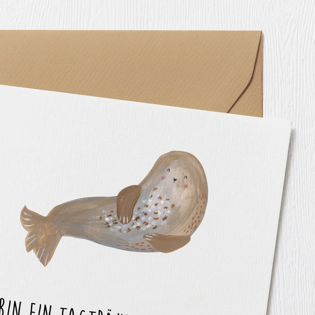 Deluxe Karte Robbe Lachen Grußkarte, Hochwertige Klappkarte, Einladungskarte, Karte, Geburtstagskarte, Glückwunschkarte, Klappkarte, Hochwertige Grußkarte, Hochzeitskarte, Tiermotive, Gute Laune, lustige Sprüche, Tiere, Meerestier, Robbe, Nordsee, Seehund, Robben, Ostsee, Strand