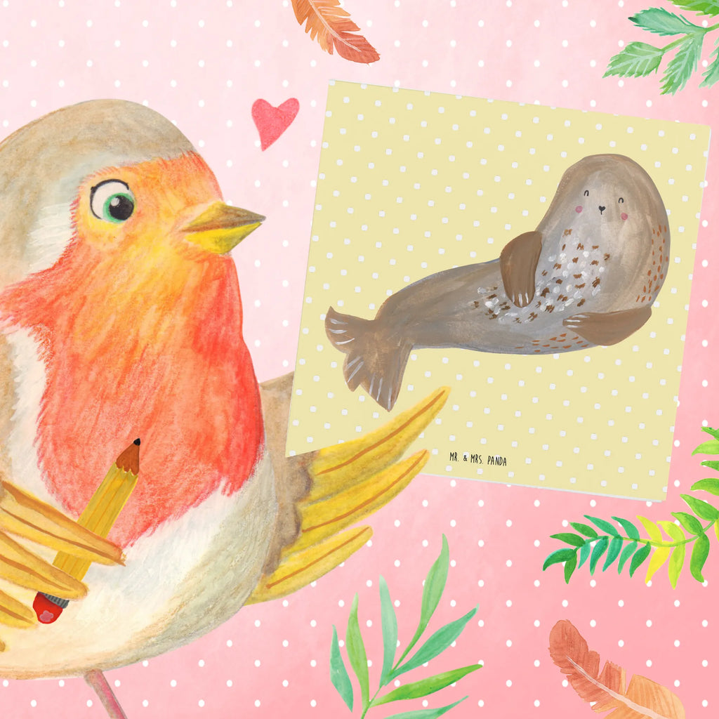 Deluxe Karte Robbe Lachen Grußkarte, Hochwertige Klappkarte, Einladungskarte, Karte, Geburtstagskarte, Glückwunschkarte, Klappkarte, Hochwertige Grußkarte, Hochzeitskarte, Tiermotive, Gute Laune, lustige Sprüche, Tiere, Meerestier, Robbe, Nordsee, Seehund, Robben, Ostsee, Strand