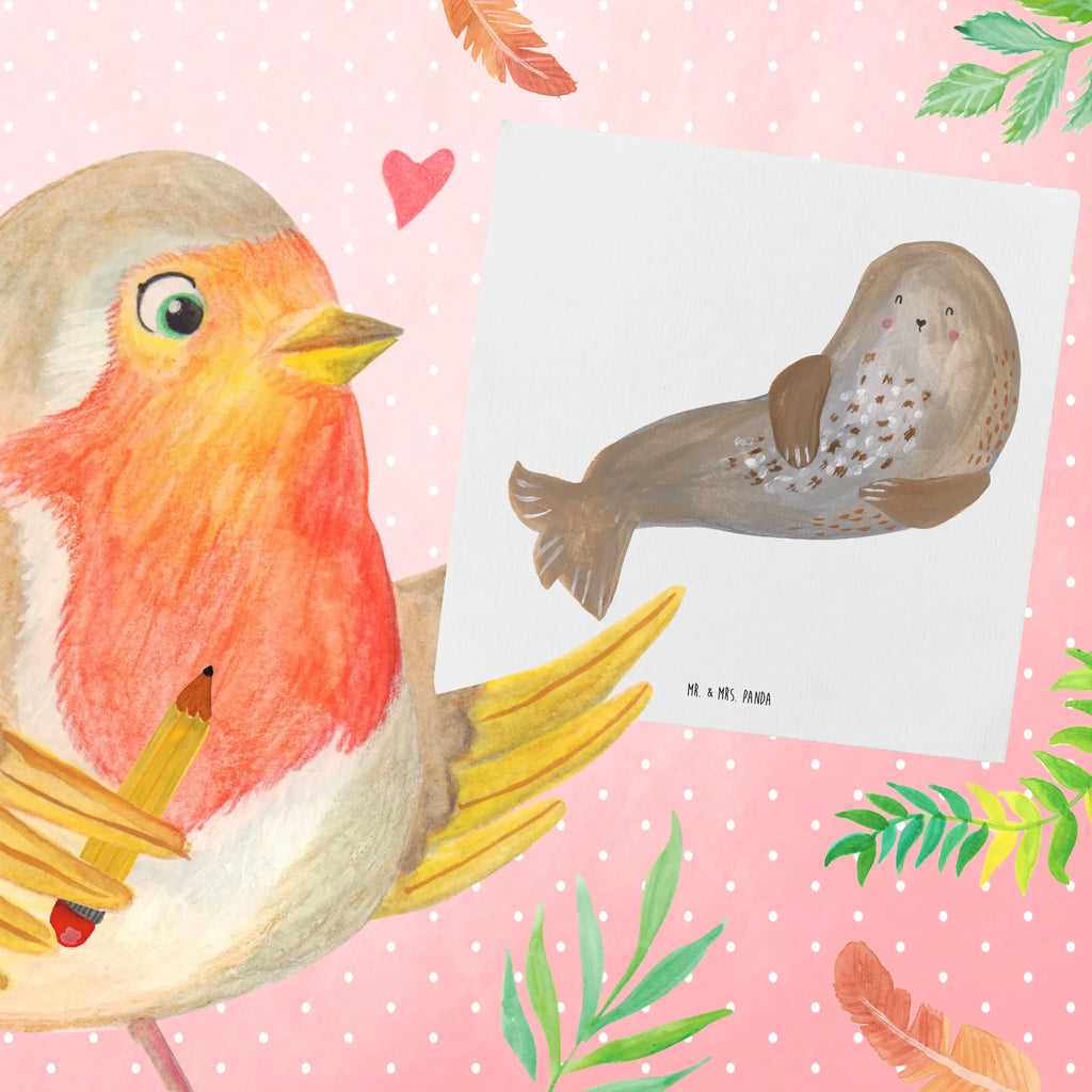 Deluxe Karte Robbe Lachen Grußkarte, Hochwertige Klappkarte, Einladungskarte, Karte, Geburtstagskarte, Glückwunschkarte, Klappkarte, Hochwertige Grußkarte, Hochzeitskarte, Tiermotive, Gute Laune, lustige Sprüche, Tiere, Meerestier, Robbe, Nordsee, Seehund, Robben, Ostsee, Strand