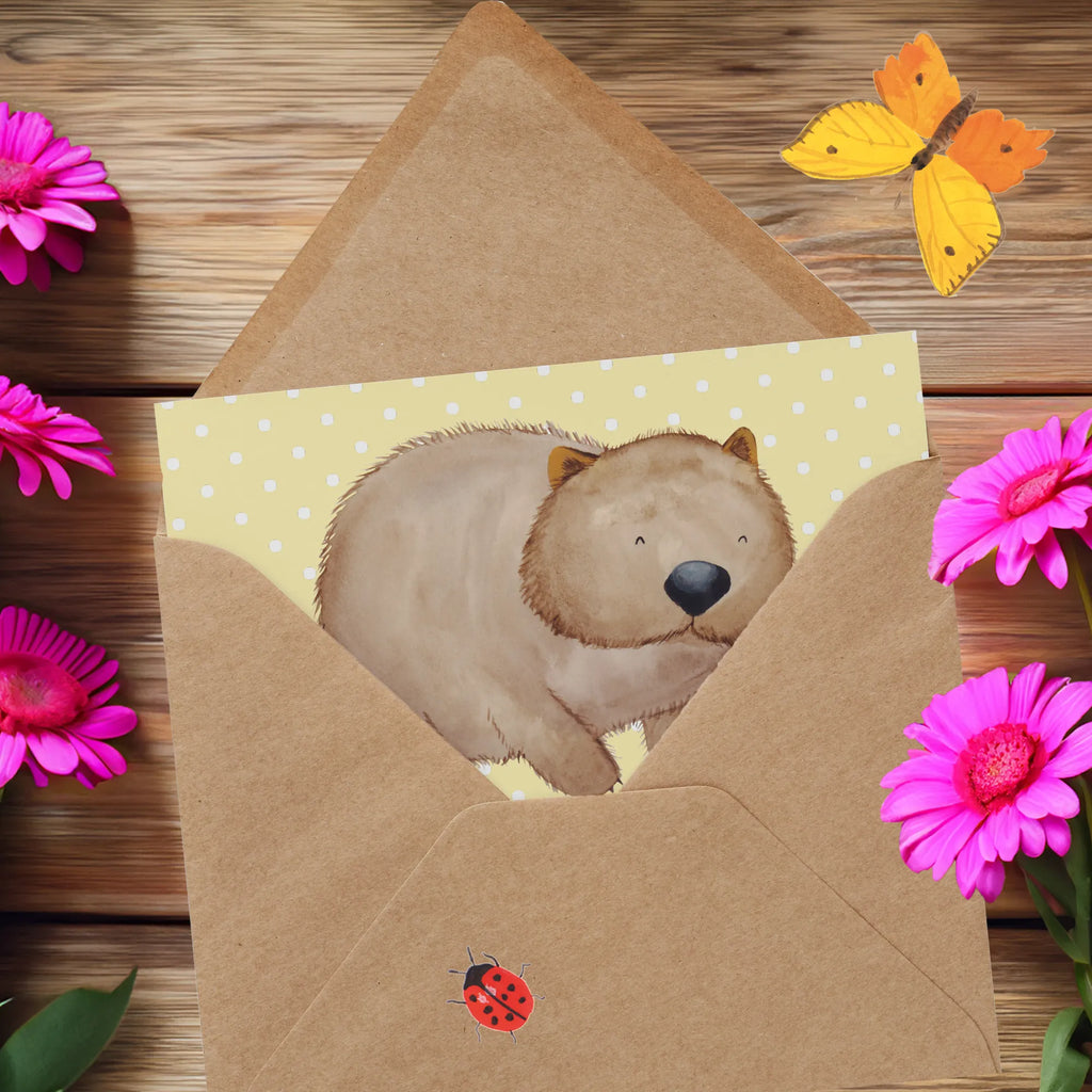 Deluxe Karte Wombat Hochzeitskarte, Einladungskarte, Geburtstagskarte, Glückwunschkarte, Karte, Grußkarte, Hochwertige Grußkarte, Hochwertige Klappkarte, Klappkarte, Tiermotive, Gute Laune, lustige Sprüche, Tiere, Motivation, Wombat, Spruch, Das Leben ist schön, Australien