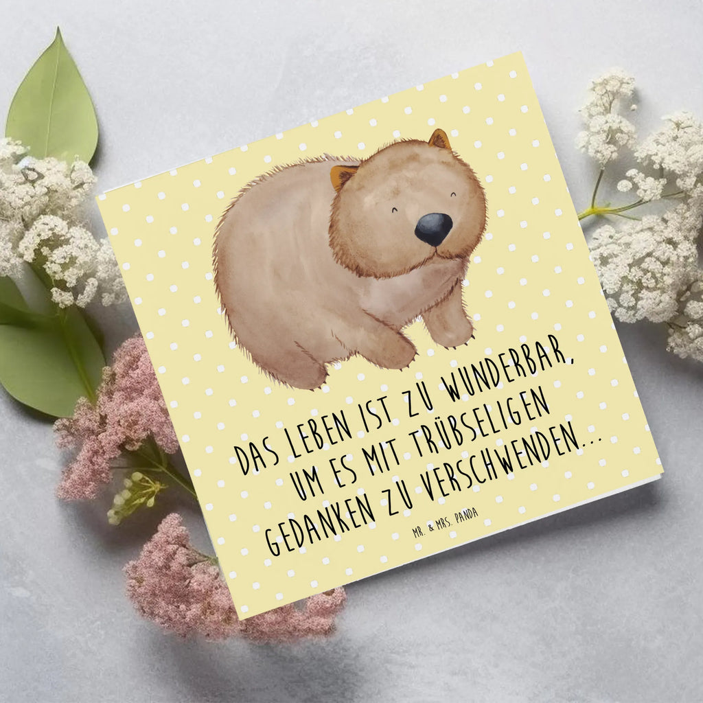 Deluxe Karte Wombat Hochzeitskarte, Einladungskarte, Geburtstagskarte, Glückwunschkarte, Karte, Grußkarte, Hochwertige Grußkarte, Hochwertige Klappkarte, Klappkarte, Tiermotive, Gute Laune, lustige Sprüche, Tiere, Motivation, Wombat, Spruch, Das Leben ist schön, Australien