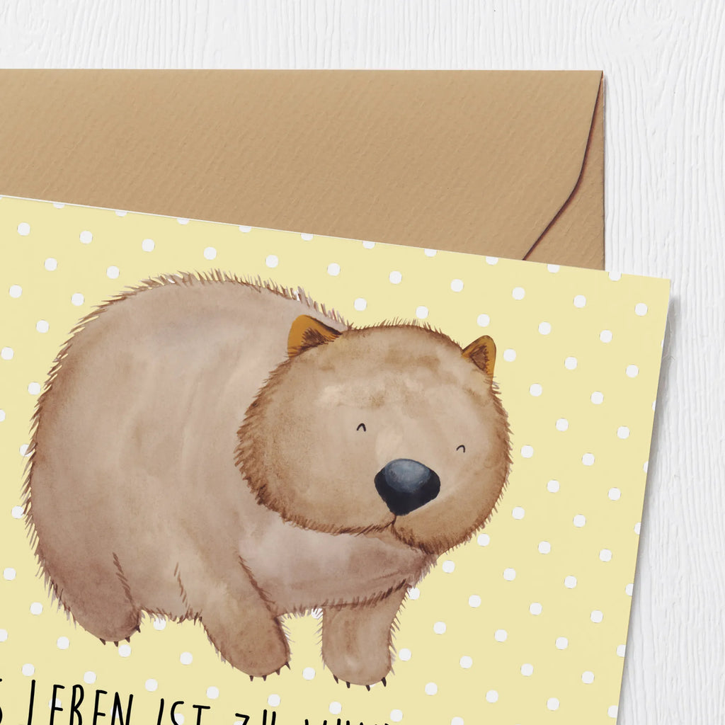 Deluxe Karte Wombat Hochzeitskarte, Einladungskarte, Geburtstagskarte, Glückwunschkarte, Karte, Grußkarte, Hochwertige Grußkarte, Hochwertige Klappkarte, Klappkarte, Tiermotive, Gute Laune, lustige Sprüche, Tiere, Motivation, Wombat, Spruch, Das Leben ist schön, Australien