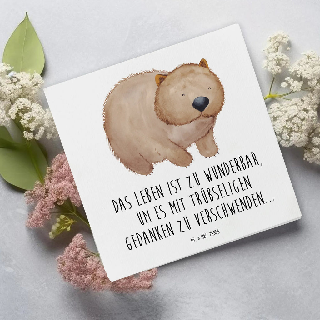 Deluxe Karte Wombat Hochzeitskarte, Einladungskarte, Geburtstagskarte, Glückwunschkarte, Karte, Grußkarte, Hochwertige Grußkarte, Hochwertige Klappkarte, Klappkarte, Tiermotive, Gute Laune, lustige Sprüche, Tiere, Motivation, Wombat, Spruch, Das Leben ist schön, Australien