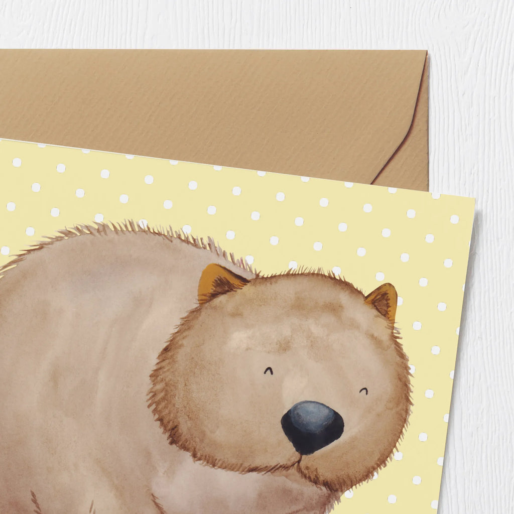 Deluxe Karte Wombat Hochzeitskarte, Einladungskarte, Geburtstagskarte, Glückwunschkarte, Karte, Grußkarte, Hochwertige Grußkarte, Hochwertige Klappkarte, Klappkarte, Tiermotive, Gute Laune, lustige Sprüche, Tiere, Motivation, Wombat, Spruch, Das Leben ist schön, Australien