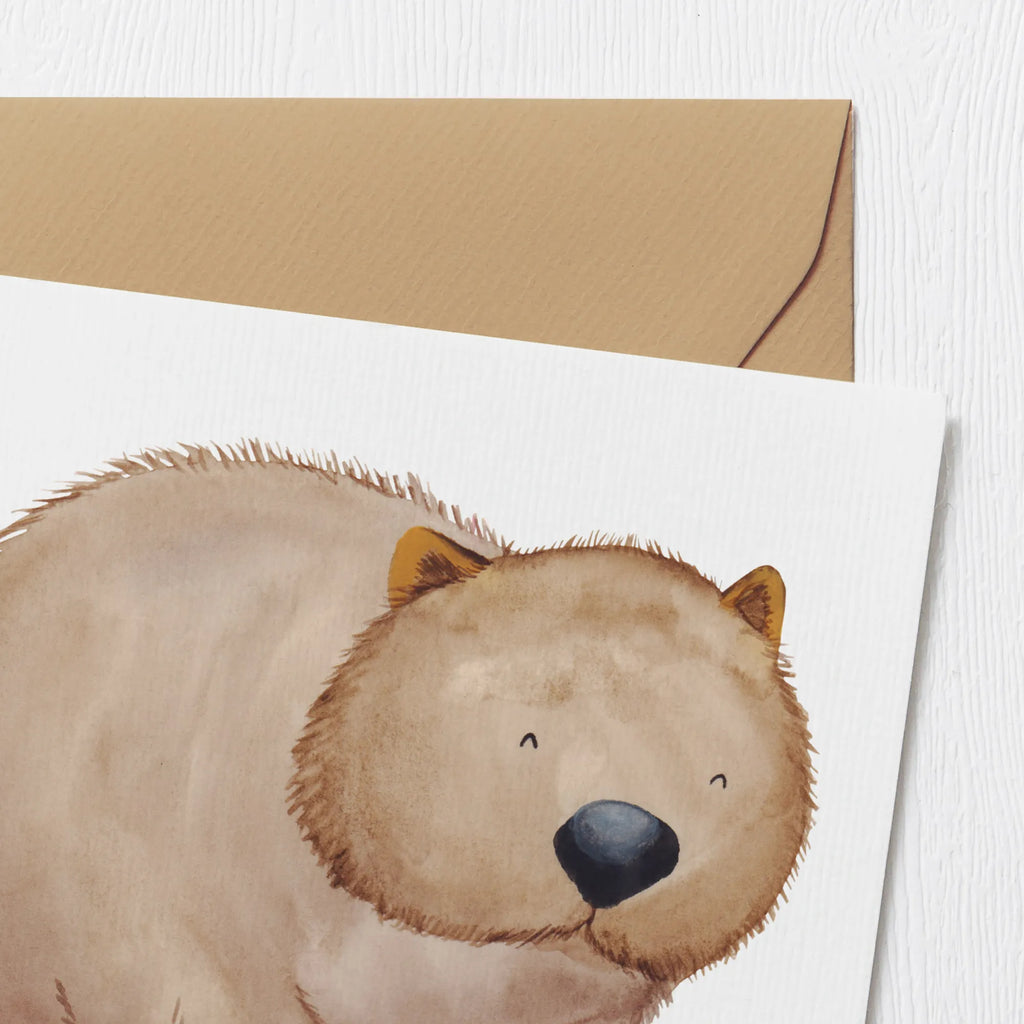 Deluxe Karte Wombat Hochzeitskarte, Einladungskarte, Geburtstagskarte, Glückwunschkarte, Karte, Grußkarte, Hochwertige Grußkarte, Hochwertige Klappkarte, Klappkarte, Tiermotive, Gute Laune, lustige Sprüche, Tiere, Motivation, Wombat, Spruch, Das Leben ist schön, Australien