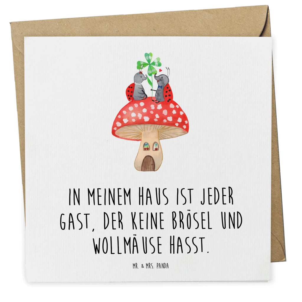 Deluxe Karte Marienkäfer Fliegenpilz Grußkarte, Hochwertige Grußkarte, Karte, Einladungskarte, Glückwunschkarte, Hochzeitskarte, Hochwertige Klappkarte, Klappkarte, Geburtstagskarte, Tiermotive, Gute Laune, lustige Sprüche, Tiere, zuhause, Marienkäfer, Haus, Fleigenpilzhaus, Wohnung, Fliegenpilz