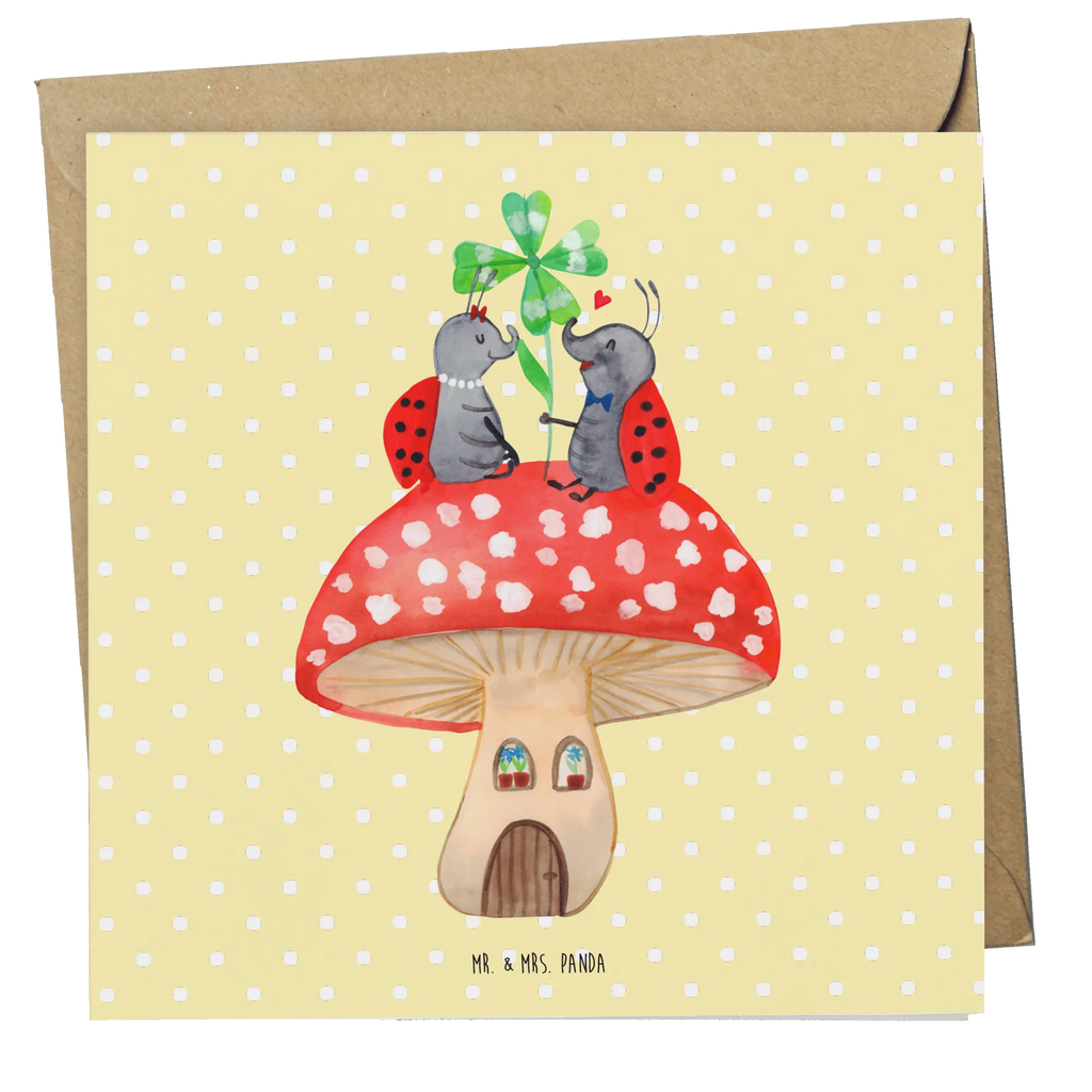 Deluxe Karte Marienkäfer Fliegenpilz Grußkarte, Hochwertige Grußkarte, Karte, Einladungskarte, Glückwunschkarte, Hochzeitskarte, Hochwertige Klappkarte, Klappkarte, Geburtstagskarte, Tiermotive, Gute Laune, lustige Sprüche, Tiere, zuhause, Marienkäfer, Haus, Fleigenpilzhaus, Wohnung, Fliegenpilz
