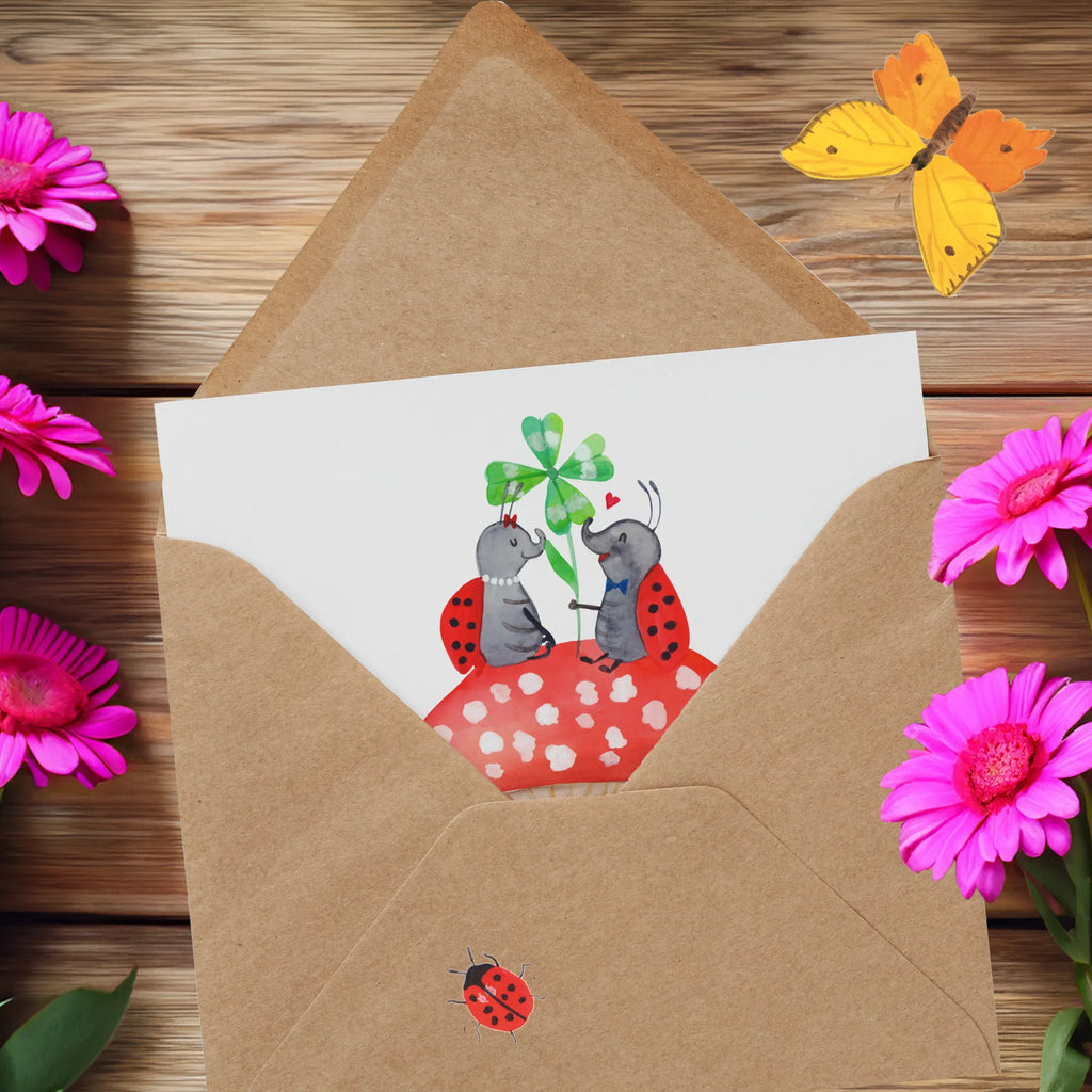 Deluxe Karte Marienkäfer Fliegenpilz Grußkarte, Hochwertige Grußkarte, Karte, Einladungskarte, Glückwunschkarte, Hochzeitskarte, Hochwertige Klappkarte, Klappkarte, Geburtstagskarte, Tiermotive, Gute Laune, lustige Sprüche, Tiere, zuhause, Marienkäfer, Haus, Fleigenpilzhaus, Wohnung, Fliegenpilz