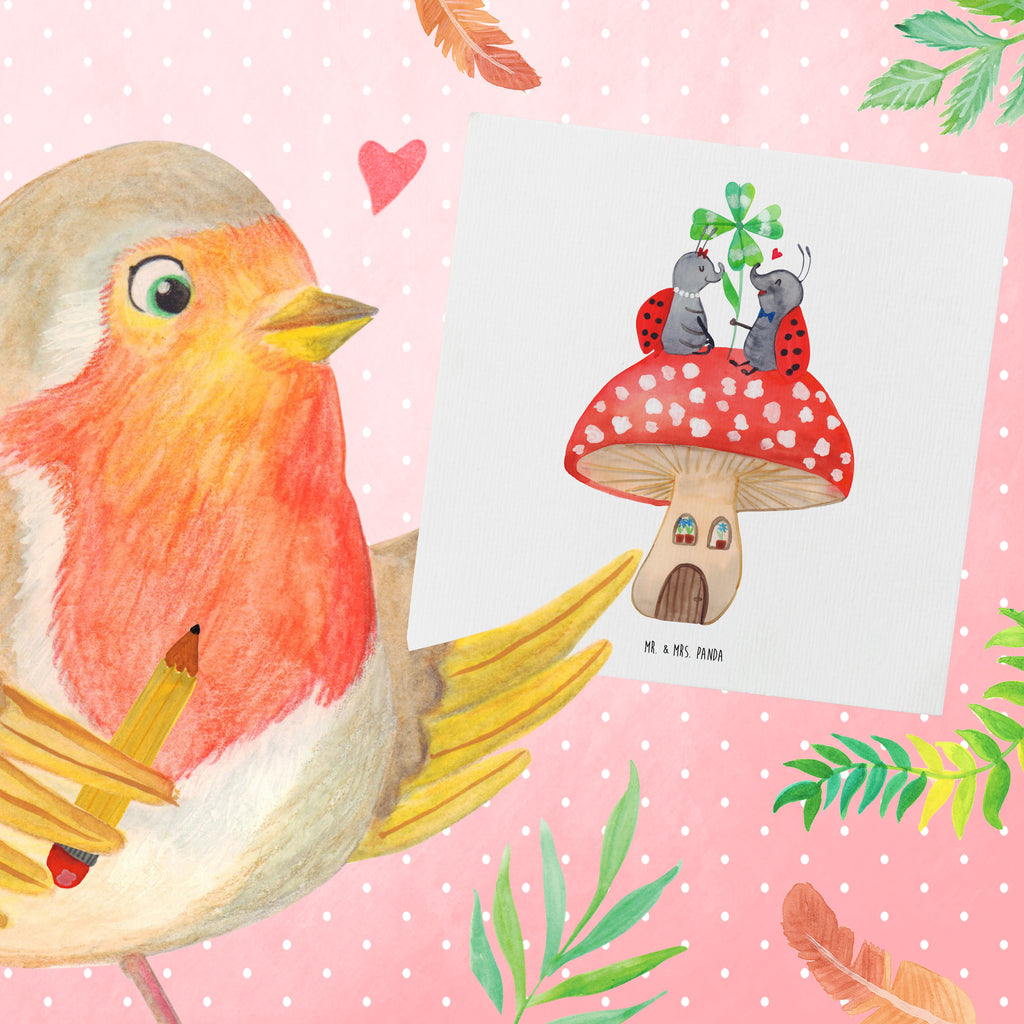 Deluxe Karte Marienkäfer Fliegenpilz Grußkarte, Hochwertige Grußkarte, Karte, Einladungskarte, Glückwunschkarte, Hochzeitskarte, Hochwertige Klappkarte, Klappkarte, Geburtstagskarte, Tiermotive, Gute Laune, lustige Sprüche, Tiere, zuhause, Marienkäfer, Haus, Fleigenpilzhaus, Wohnung, Fliegenpilz