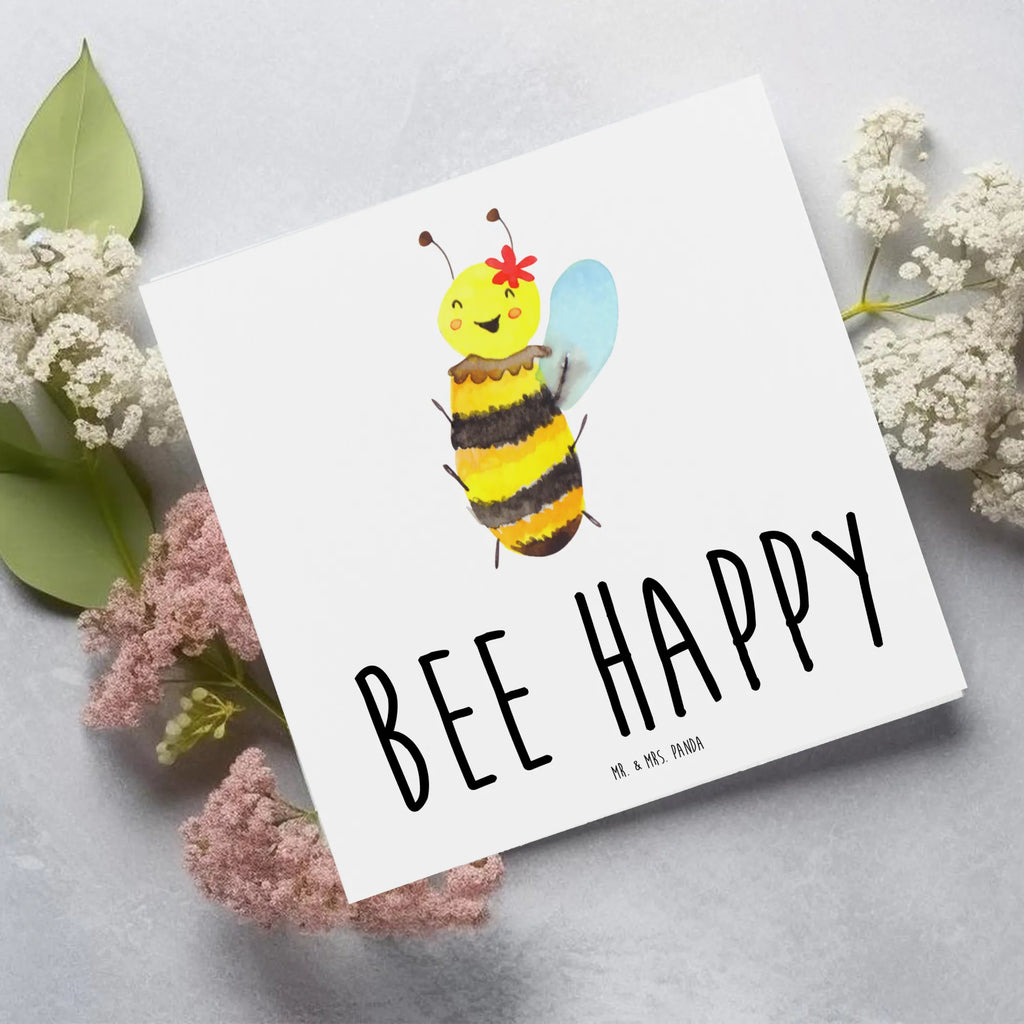 Deluxe Karte Biene Happy Klappkarte, Grußkarte, Hochzeitskarte, Hochwertige Grußkarte, Karte, Geburtstagskarte, Einladungskarte, Hochwertige Klappkarte, Glückwunschkarte, Biene, Wespe, Hummel