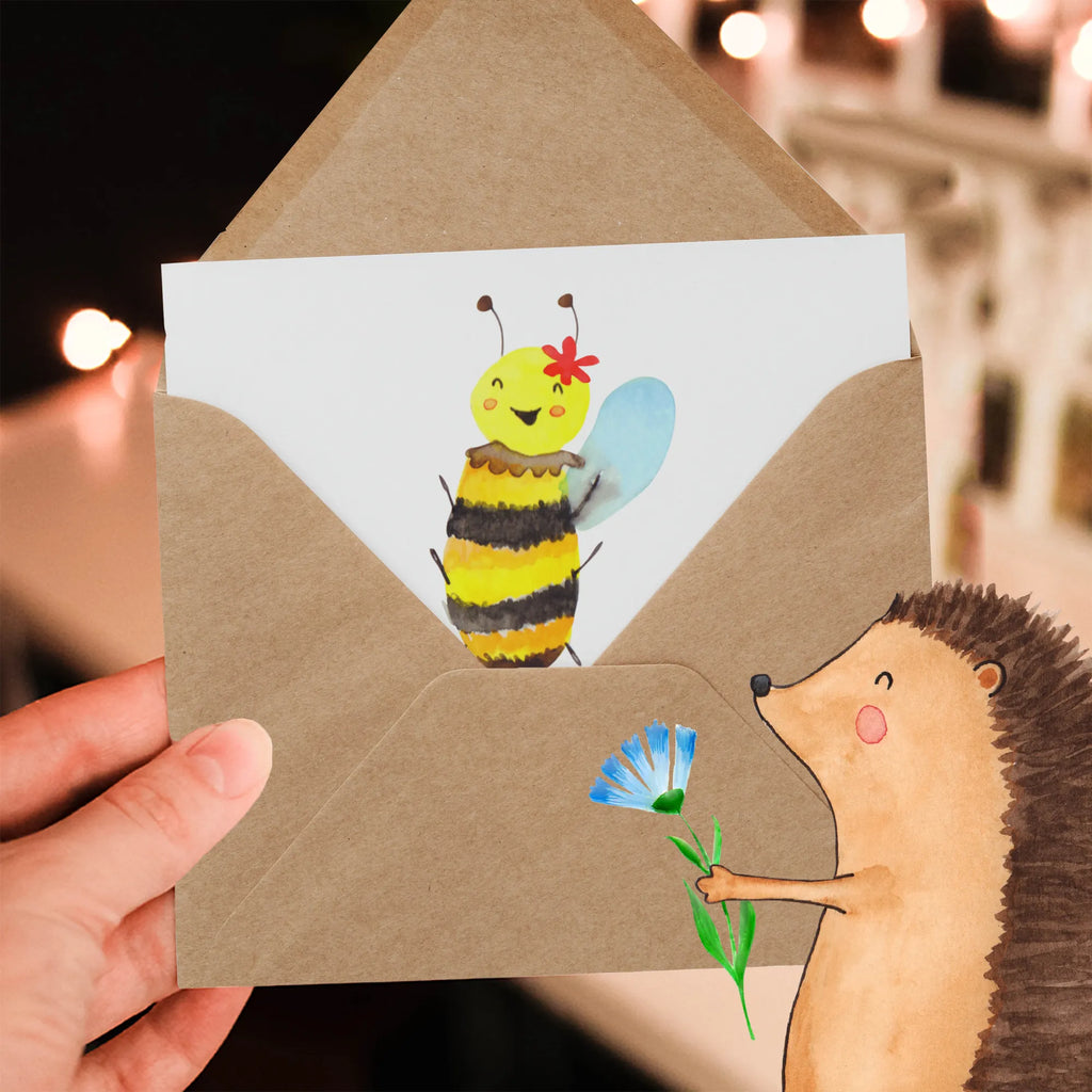 Deluxe Karte Biene Happy Klappkarte, Grußkarte, Hochzeitskarte, Hochwertige Grußkarte, Karte, Geburtstagskarte, Einladungskarte, Hochwertige Klappkarte, Glückwunschkarte, Biene, Wespe, Hummel