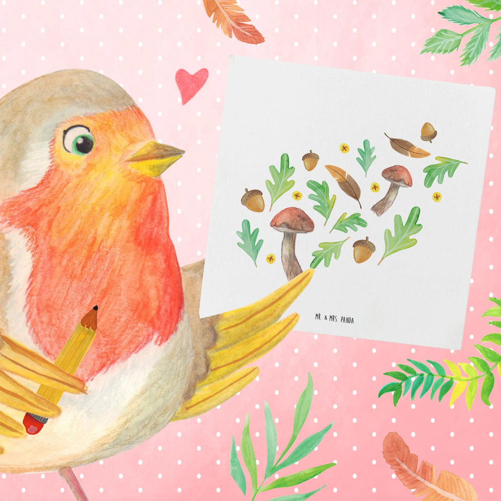 Deluxe Card Forest Dreams Design Hochzeitskarte, Geburtstagskarte, Grußkarte, Karte, Hochwertige Klappkarte, Klappkarte, Einladungskarte, Glückwunschkarte, Hochwertige Grußkarte, Waldspaziergang, Natur, Aquarellmuster, Laub, Blätter, Pilze, Glühwürmchen, Wald, Aquarell, Eiche