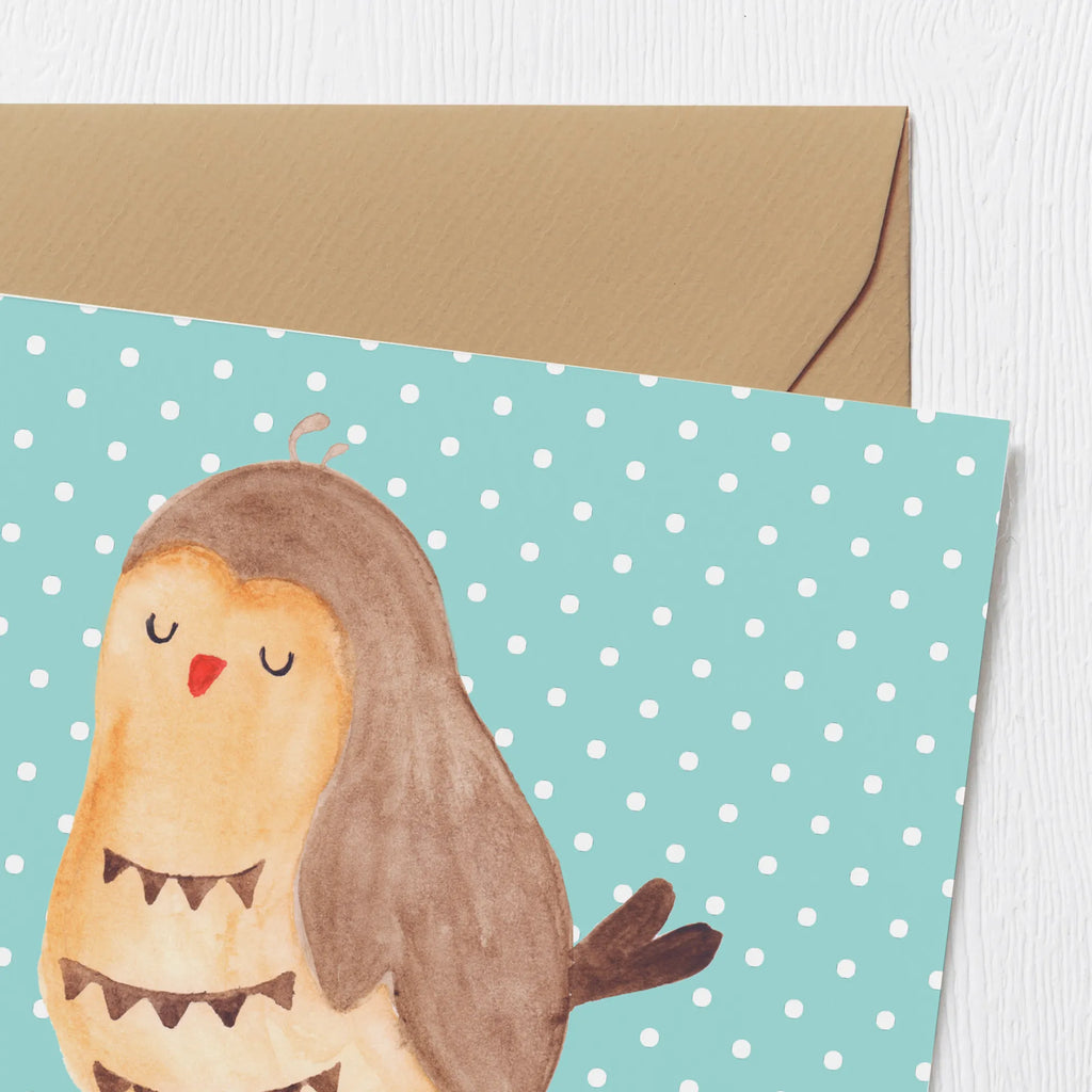 Deluxe Karte Eule Zufrieden Karte, Hochwertige Grußkarte, Klappkarte, Geburtstagskarte, Glückwunschkarte, Hochzeitskarte, Grußkarte, Hochwertige Klappkarte, Einladungskarte, Eule, Eule Spruch, Wortspiel lustig, Spruch schön, Romantisch, Liebe Spruch, Eule deko, Geschenk Hochzeitstag, Owl