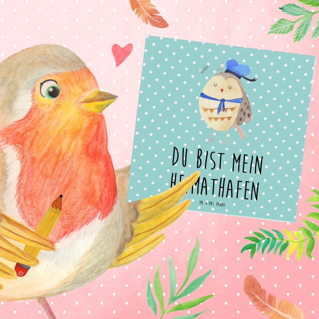 Deluxe Karte Eule Matrose Einladungskarte, Hochwertige Grußkarte, Geburtstagskarte, Klappkarte, Karte, Hochzeitskarte, Grußkarte, Glückwunschkarte, Hochwertige Klappkarte, Eule, Wortspiel lustig, Heimathafen, Ehe, Owl, Eule Spruch, Freundin, Seefahrer, Eule Deko, Matrose, Hochzeitstag Geschenk