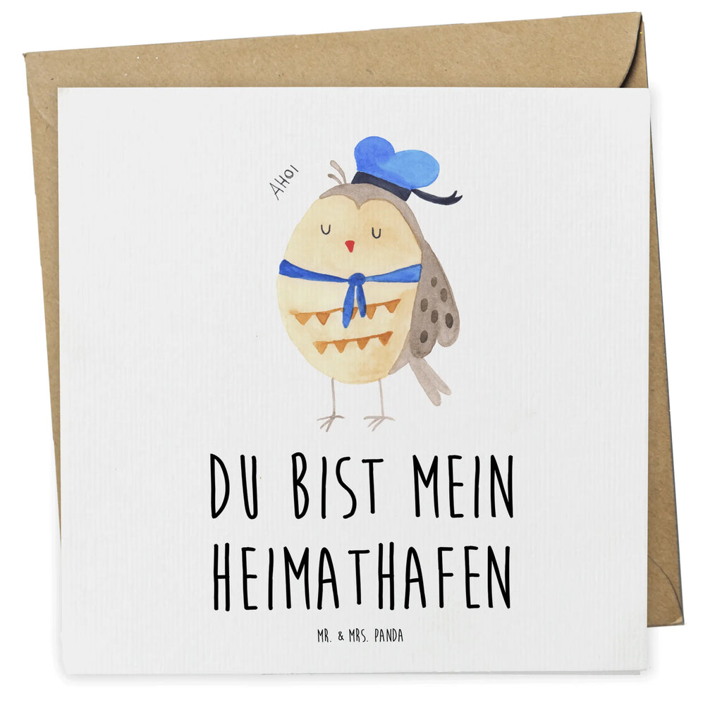 Deluxe Karte Eule Matrose Einladungskarte, Hochwertige Grußkarte, Geburtstagskarte, Klappkarte, Karte, Hochzeitskarte, Grußkarte, Glückwunschkarte, Hochwertige Klappkarte, Eule, Wortspiel lustig, Heimathafen, Ehe, Owl, Eule Spruch, Freundin, Seefahrer, Eule Deko, Matrose, Hochzeitstag Geschenk