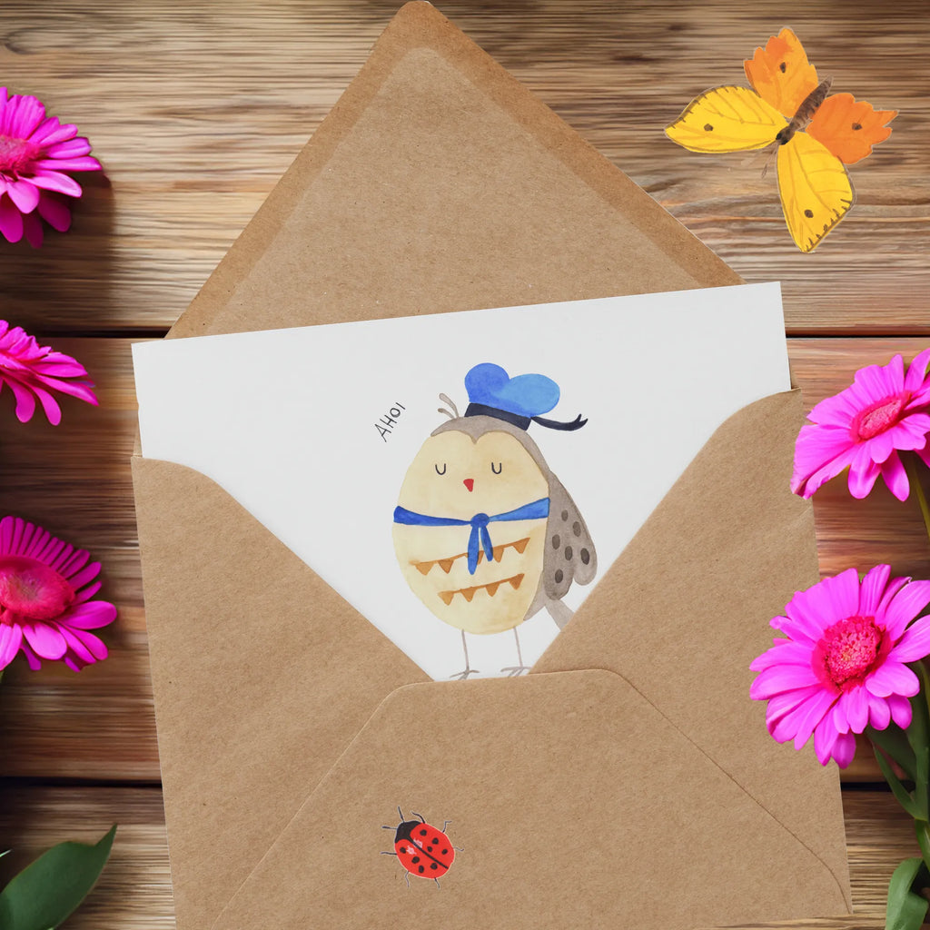 Deluxe Karte Eule Matrose Einladungskarte, Hochwertige Grußkarte, Geburtstagskarte, Klappkarte, Karte, Hochzeitskarte, Grußkarte, Glückwunschkarte, Hochwertige Klappkarte, Eule, Wortspiel lustig, Heimathafen, Ehe, Owl, Eule Spruch, Freundin, Seefahrer, Eule Deko, Matrose, Hochzeitstag Geschenk