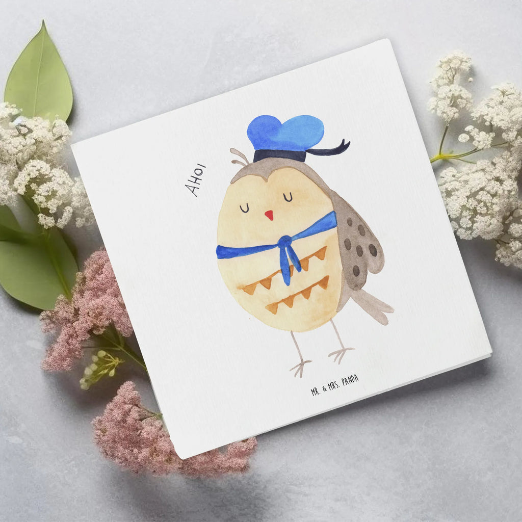 Deluxe Karte Eule Matrose Einladungskarte, Hochwertige Grußkarte, Geburtstagskarte, Klappkarte, Karte, Hochzeitskarte, Grußkarte, Glückwunschkarte, Hochwertige Klappkarte, Eule, Wortspiel lustig, Heimathafen, Ehe, Owl, Eule Spruch, Freundin, Seefahrer, Eule Deko, Matrose, Hochzeitstag Geschenk