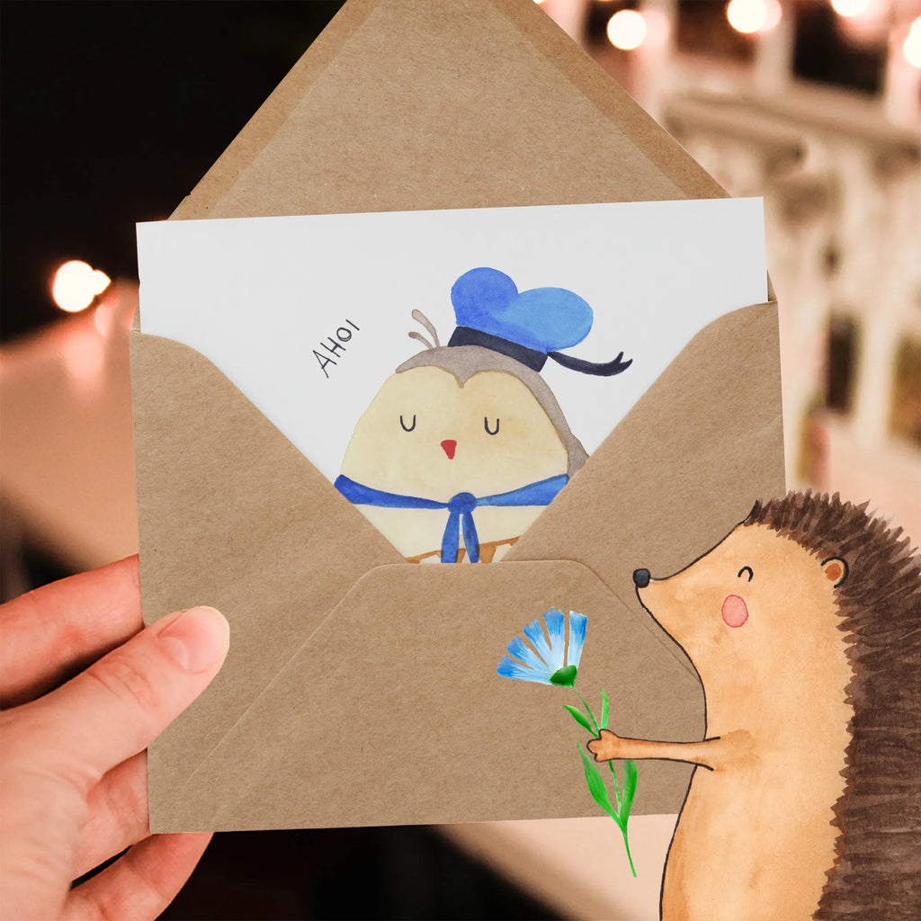 Deluxe Karte Eule Matrose Einladungskarte, Hochwertige Grußkarte, Geburtstagskarte, Klappkarte, Karte, Hochzeitskarte, Grußkarte, Glückwunschkarte, Hochwertige Klappkarte, Eule, Wortspiel lustig, Heimathafen, Ehe, Owl, Eule Spruch, Freundin, Seefahrer, Eule Deko, Matrose, Hochzeitstag Geschenk