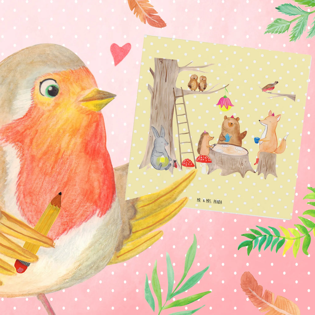 Deluxe Karte Waldtiere Picknick Klappkarte, Hochwertige Grußkarte, Hochwertige Klappkarte, Glückwunschkarte, Karte, Einladungskarte, Geburtstagskarte, Hochzeitskarte, Grußkarte, Tiermotive, Gute Laune, lustige Sprüche, Tiere, Eichhörnchen, Fuchs, Waldtiere, Wald, Maus, Hase, Igel, Picknick