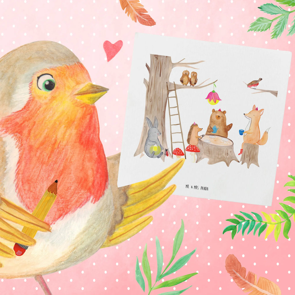 Deluxe Karte Waldtiere Picknick Klappkarte, Hochwertige Grußkarte, Hochwertige Klappkarte, Glückwunschkarte, Karte, Einladungskarte, Geburtstagskarte, Hochzeitskarte, Grußkarte, Tiermotive, Gute Laune, lustige Sprüche, Tiere, Eichhörnchen, Fuchs, Waldtiere, Wald, Maus, Hase, Igel, Picknick