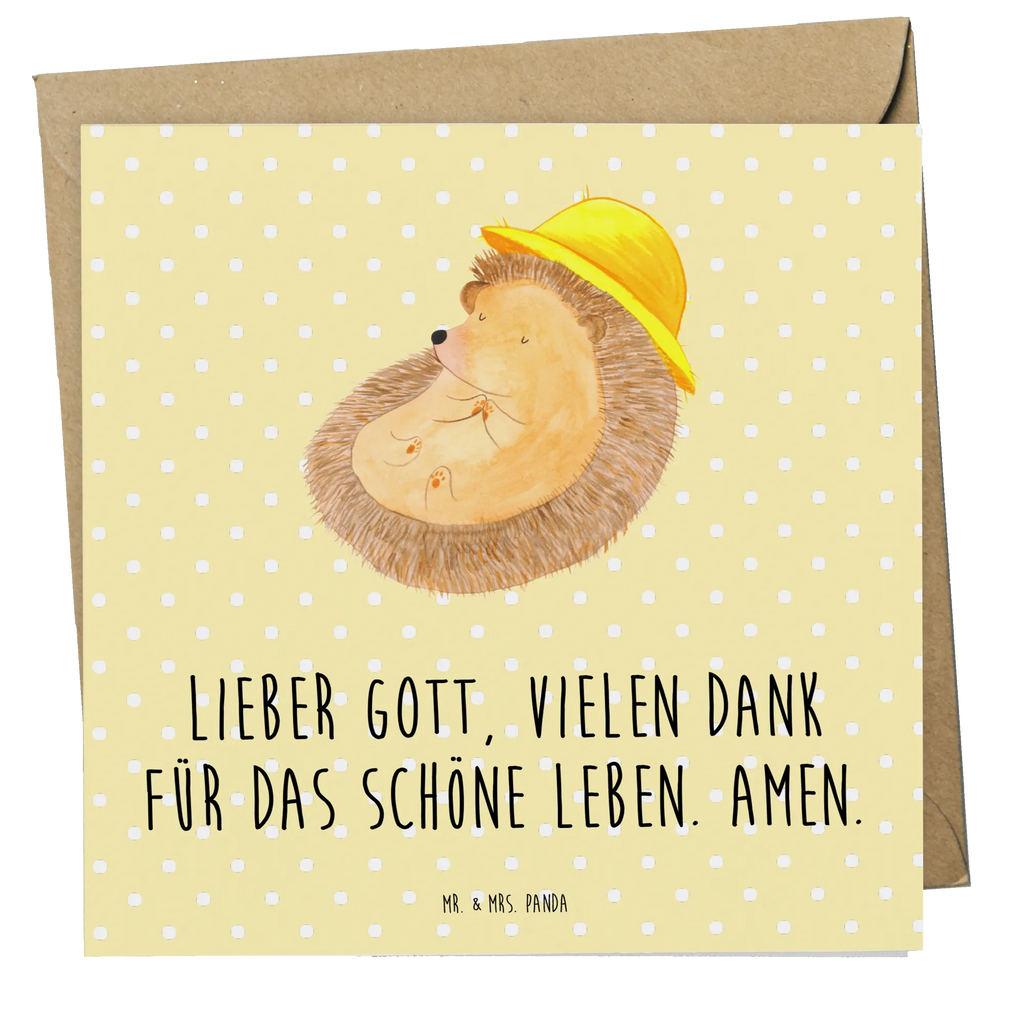 Deluxe Karte Igel Beten Hochzeitskarte, Geburtstagskarte, Klappkarte, Grußkarte, Karte, Hochwertige Klappkarte, Einladungskarte, Glückwunschkarte, Hochwertige Grußkarte, Tiermotive, Gute Laune, lustige Sprüche, Tiere, Amen, Igel, Sonnenhut, Dankbarkeit, Leben, Igel mit Hut, genießen, Gott, beten, Dankbar sein, dankbar